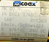 Coax MK-20-NC Solenoid Valve 3/4" 24VDC 0-16BAR