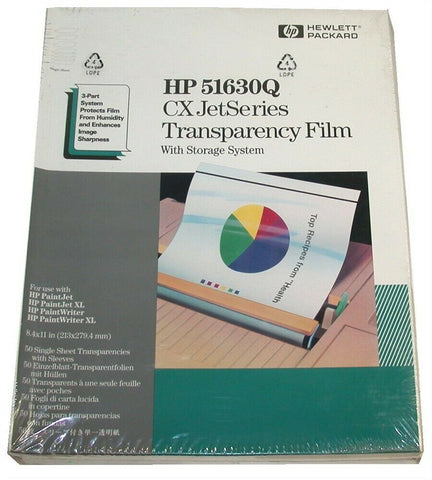 HP 8 1/2" x 11" Jetseries Transparency Film with Storage System 50 Ct HP 51630Q