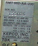 Kepco Inc.  RMT-002-AA-220  DC Power Supply 5/15 VDC