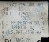Heinemann TX1-P15-U00-WH2 Rocker Circuit Breaker 15A 125VAC 32VDC