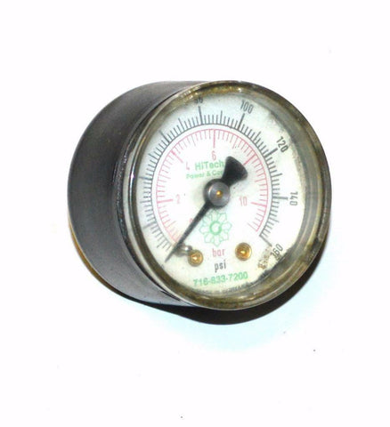 HITECH 0-160 PSI 0-10 BAR PRESSURE GAUGE 1/8" NPT BACK MOUNT