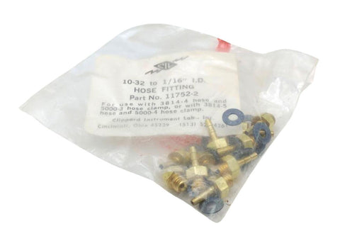 Clippard 11752-2 #10-32 to 1/16" ID Brass Hose Fitting - Pack of (10)