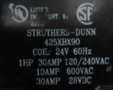 Struthers-Dunn 425XBX90 Single Phase Relay 30A 1 HP 120/240VAC 24VAC / 60HZ Coil