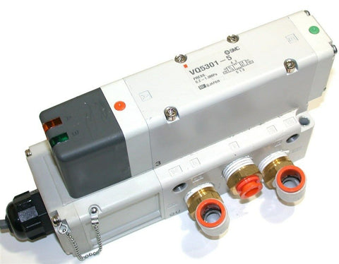 UP TO 3 MOUNTED SMC 5 PORT 5 VALVE 2 POSITION SOLENOIDS VQ5301-5