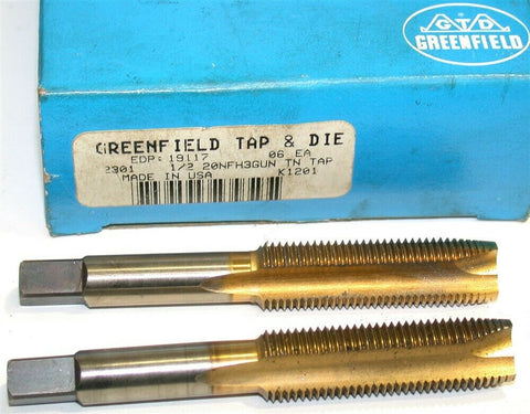 Lot of 2 New Greenfield 1/2"-20 NF H3 3 Flute TiCN Plug Taps 19117