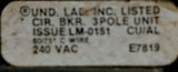 Federal Pacific Electric BAB3090 3 Pole Circuit Breaker 90A 240VAC