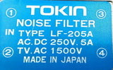 Tokin LF-205A Noise Filter 250V .5A