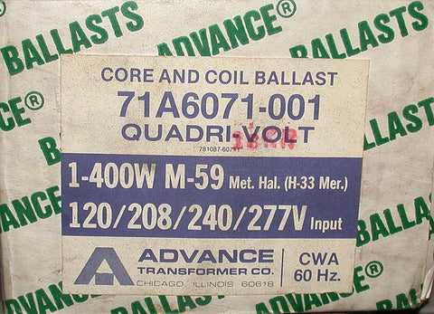 ADVANCE 71A6071-001  CORE AN COIL BALLAST KIT 400 WATT 120-277 VAC