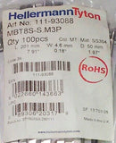 New Pack of 100 Hellermann Tyton   MBT8S-S.M3P  Stainless Steel Cable Ties