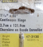Stanley 47-3110 Bright Brass Plated Continuous Hinge 1-1/16" x 48" OAL