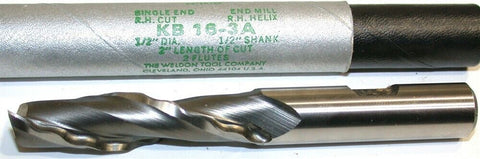 Up to 2 New Weldon 1/2" Diameter 1/2" Shank 2 Flute Crest-Kut End Mill KB 16-3A