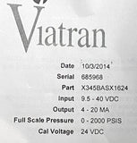 Viatran X345BASX1624 Pressure Transmitter 9.5-40 VDC 4-20 MA 24 VDC 0-20000 PSI