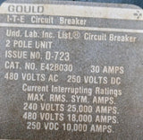 Gould ITE E42B030 2 Pole Circuit Breaker 30A 480VAC 250VDC