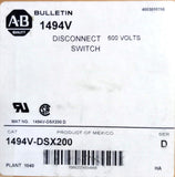 Allen-Bradley 1494V-DSX200 Series D  Disconnect Switch 200A 600VAC 250VDC