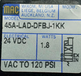 Lot of (3) MAC 45A-LAD-DFBJ-1KK Pneumatic Solenoid Valve 1.8W 24VDC 120PSI