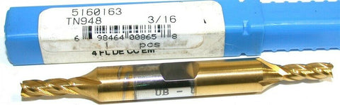 Up to 2 Union Butterfield 3/16" diameter Tin Coat 4 Flute HSS End Mill 5160163