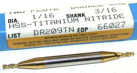 Up to 2 New Niagara 1/16 diameter Double End Tin Coat 2 Flute HSS End Mill 66027