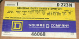 New Square D  D223N  Fusible Safety Switch Disconnect 100 Amp 240 VAC