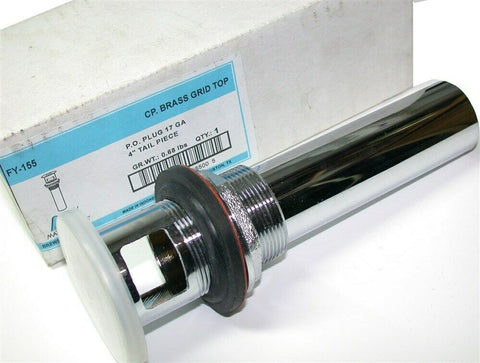 C.P Brass Chrome 4" Grid Drain Assembly, With Tailpiece & Nut FY-155 NIB