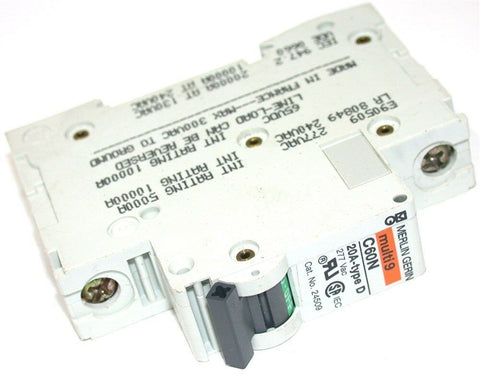 UP TO 2 MERLIN GERIN MULTI 9 C60 20 AMP D CURVE 240V 1P CIRCUIT BREAKERS 24509