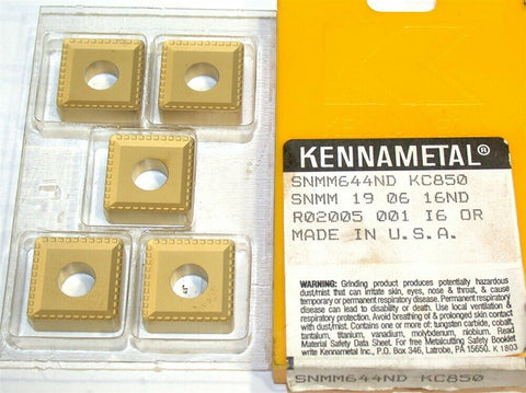 5 New Kennametal Indexable Tin Coated Carbide Turning Inserts SNMM644ND KC850