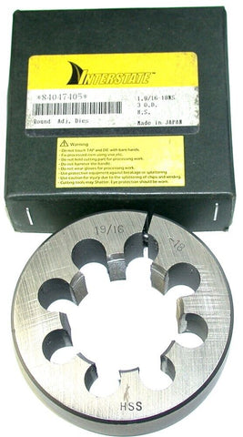 Interstate Adjustable 1-9/16"-18 HSS 3" OD Thread Die 03947405 New