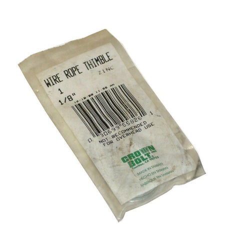 NEW CROWN BOLT 1/8" WIRE ROPE THIMBLE (13 AVAILABLE)