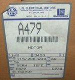 New U.S. Motors   A479-SERM  Single Phase AC Motor 115/208-230 VAC 1/2 HP