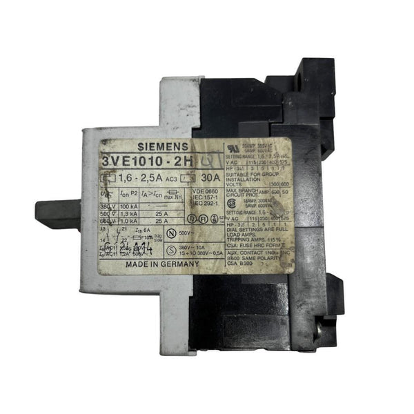 Disjoncteur Siemens 3VE1010-2H - Courant Nominal 1,6 - 2,5A - Occasion Fonctionnel