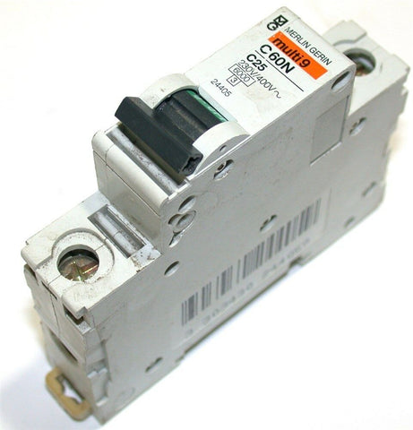 UP TO 2 MERLIN GERIN MULTI 9 C60 25 AMP C CURVE 230/400 1P CIRCUIT BREAKER 24405