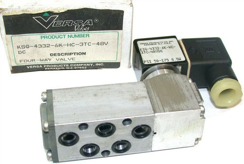 Up to 5 New Versa 4 Way Air Valve Single Solenoid 48VDC KSG-4332-6K-HC-3TC-48VDC