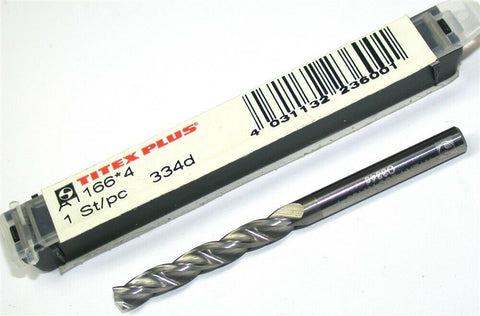 Up to 4 New Titex Plus 4mm 3-flute Solid Carbide Drills A1166-4