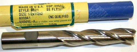 Up to 2 New DoAll 1/2" Diameter 1/2" Shank 3 Flute HSS End Mills 39532