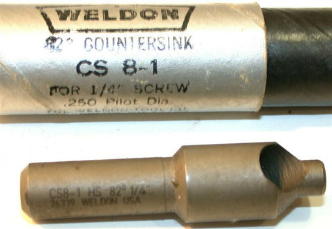 Weldon 82° Countersink Deburring w/ 1/4" Pilot 3/8" Shank CS 8-1 New