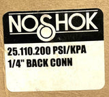 NoShok 25.110.200 Pressure Gauge 200 PSI 1/4" NPT Back Mount