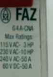 Moeller FAZ G4A-CNA Circuit Breaker 50A  115/240VAC 60VDC
