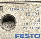 Festo MFH-5-1/4B Solenoid Valve 145PSI w/ MSFG-24/42-50/60-0D & KMF-1-24-2.5-LED