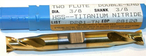 Up to 3 New Niagara 3/8" diameter Double End Tin Coat 2 Flute HSS End Mill 28120