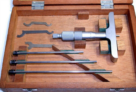 Mitutoyo 0 - 4" Depth Micrometer w/ Case 129-131 Calibrated