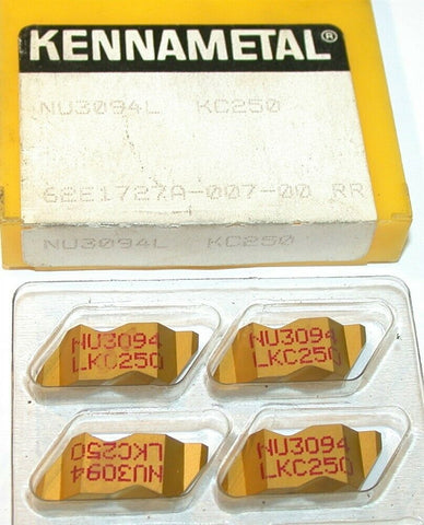 Lot of 4 New Kennametal Top Notch Groove and Turn Inserts NU3094L KC250