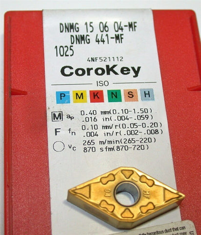 Lot of 9 New Sandvik Indexable Turning Carbide Inserts DNMG 15 06 04-MF 1025