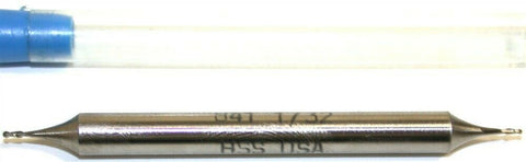 Richards 1/32" Diameter 3/16" Shank 2 Flute HSS Double End Ball End Mill 841 New