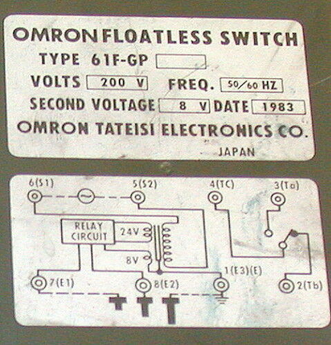 OMRON FLOATLESS SWITCH AND 8-PIN OCTAL SOCKET 61F-GP