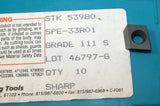 Lot of 10 New Ingersoll Carbide Tin Coated Milling Inserts SPE-33R01 111S