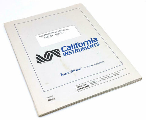 California Instruments Model 1001TC AC Power Source Instruction Manual