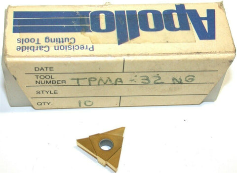 Lot of 6 New Apollo Indexable Threading Grooving Carbide Inserts TPMA-32ng