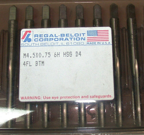 Lot of 8 New Regal M4.5 X .75 D4 6H Metric bottom Taps 027734AS