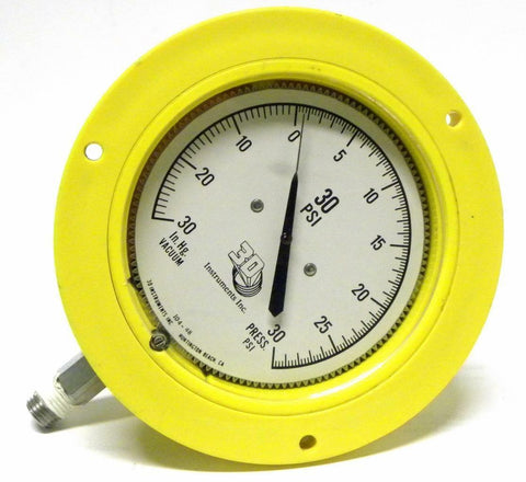 3D INSTRUMENTS INC. 25104-48B14 VACUUM PRESSURE GAUGE 0-30 PSI 0-30 IN. HG.
