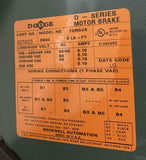 Reliance Electric  P56H7110N-K0  3-Phase AC 3/4 HP Motor W/Dodge Brake