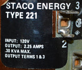 Staco Energy 221 Variable Auto-Transformer 120 VAC 2.25 AMPS .30 KVA Max